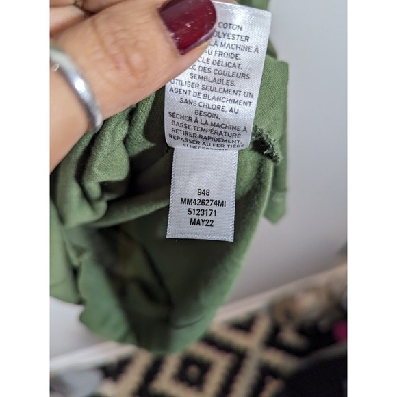 Melrose and Market Green Bronze Ruched Cotton Blend T Shirt Dress Women Size XS - Picture 8 of 8